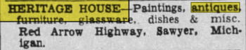 Heritage House Antiques and Paintings - Apr 10 1968 Ad
